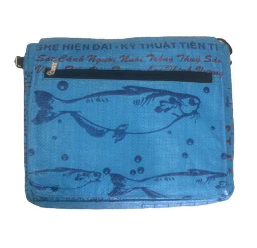 Recycled Messenger Bags 36cm wide x 28cm high long strap Fair Trade