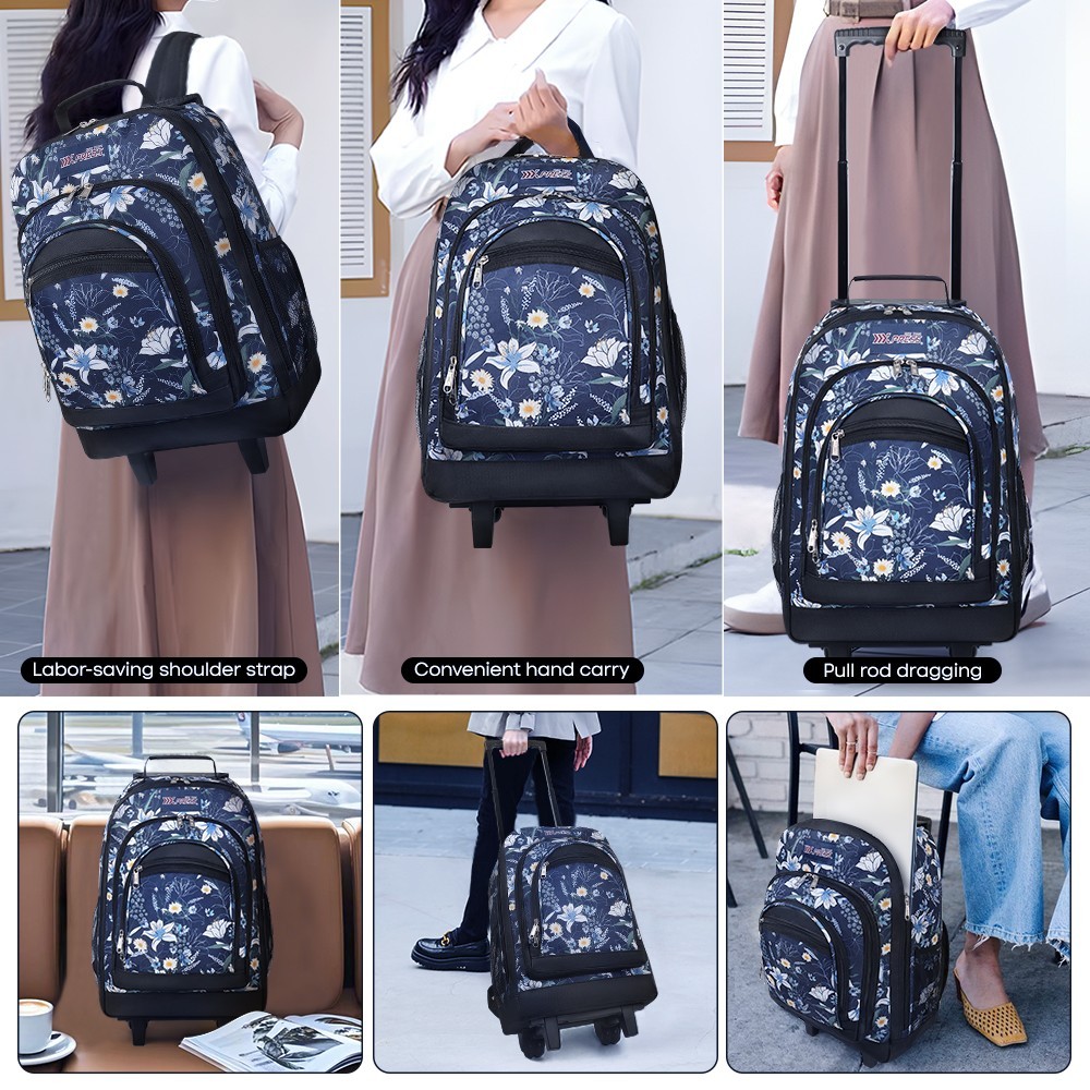 2 In 1 Carry On Travel Backpack 20″ Rolling Backpack With Wheel & Handle