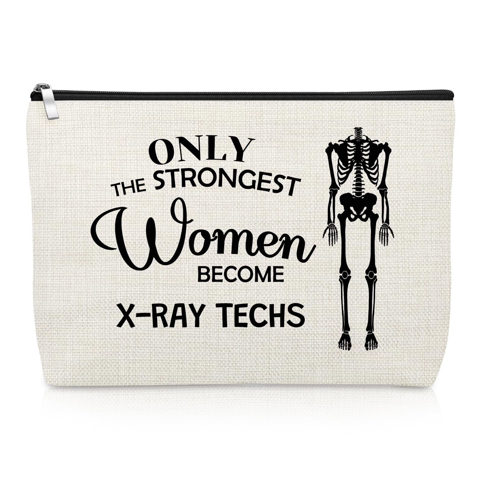 X-Ray Tech Makeup Bag Radiology Gifts for Women 10 x 6.7 inches, Off White