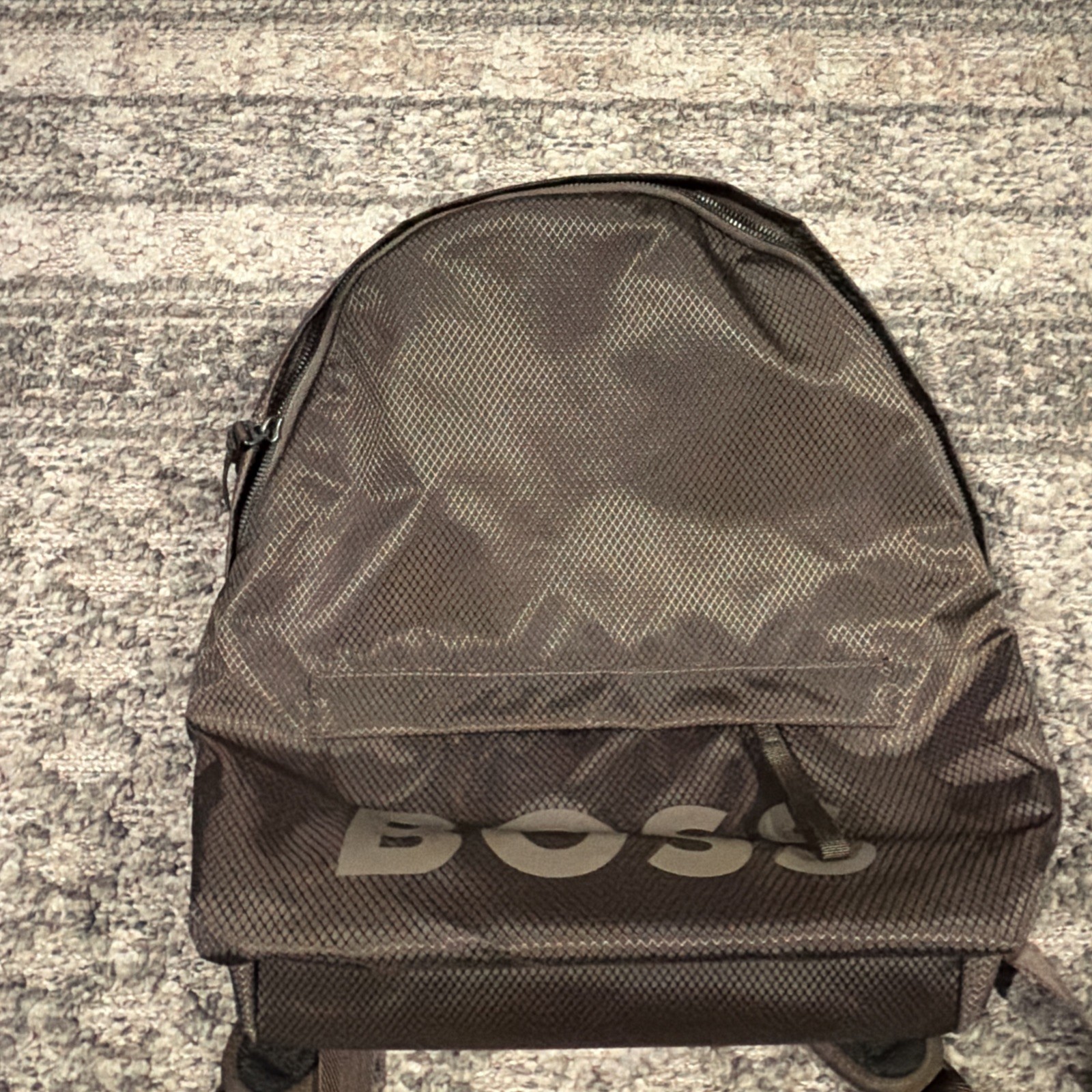 Hugo Boss Pixel R Backpack Tonal Logo Olive Brown Recycled Fabric NWT