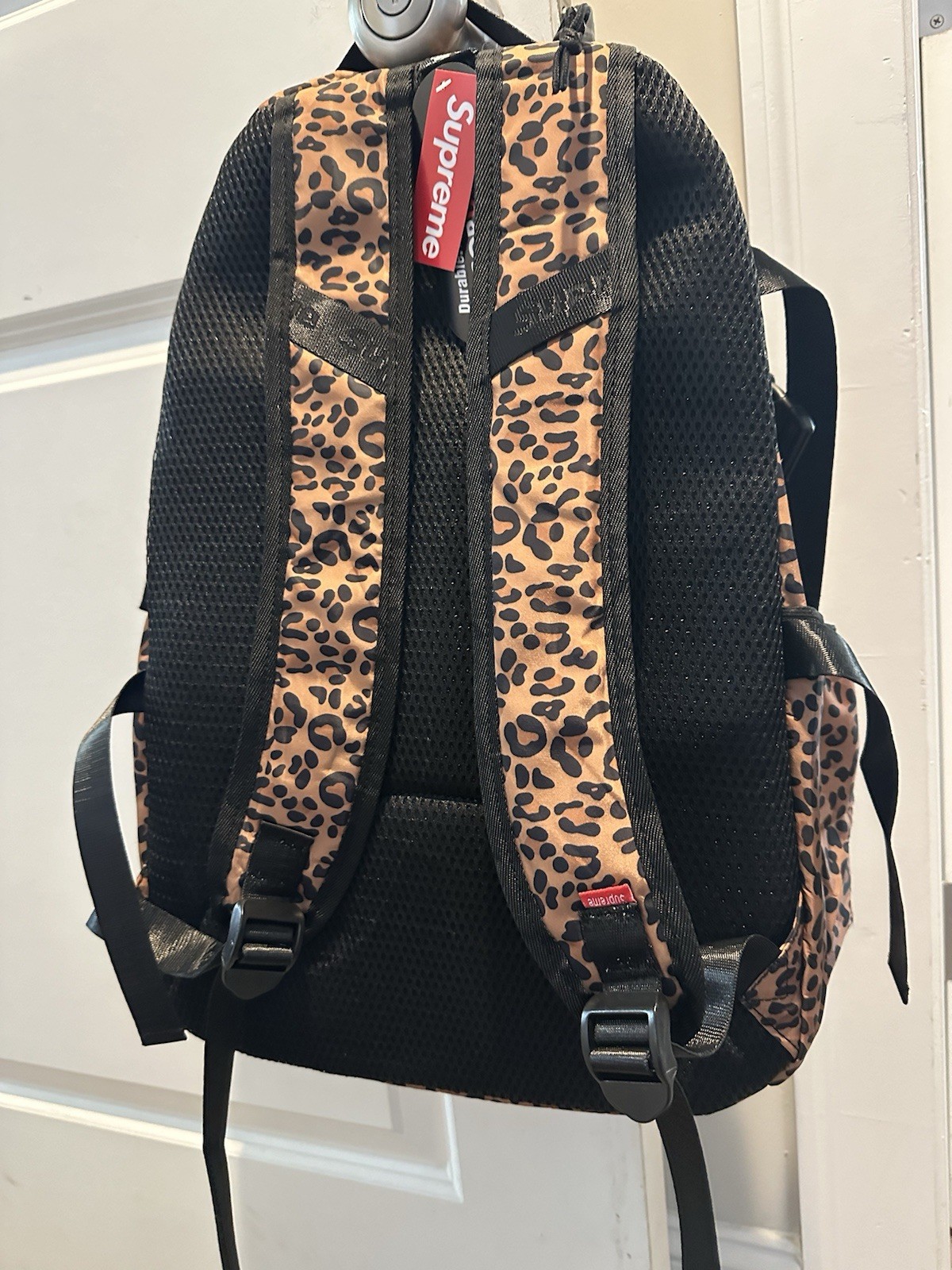 supreme leopard backpack