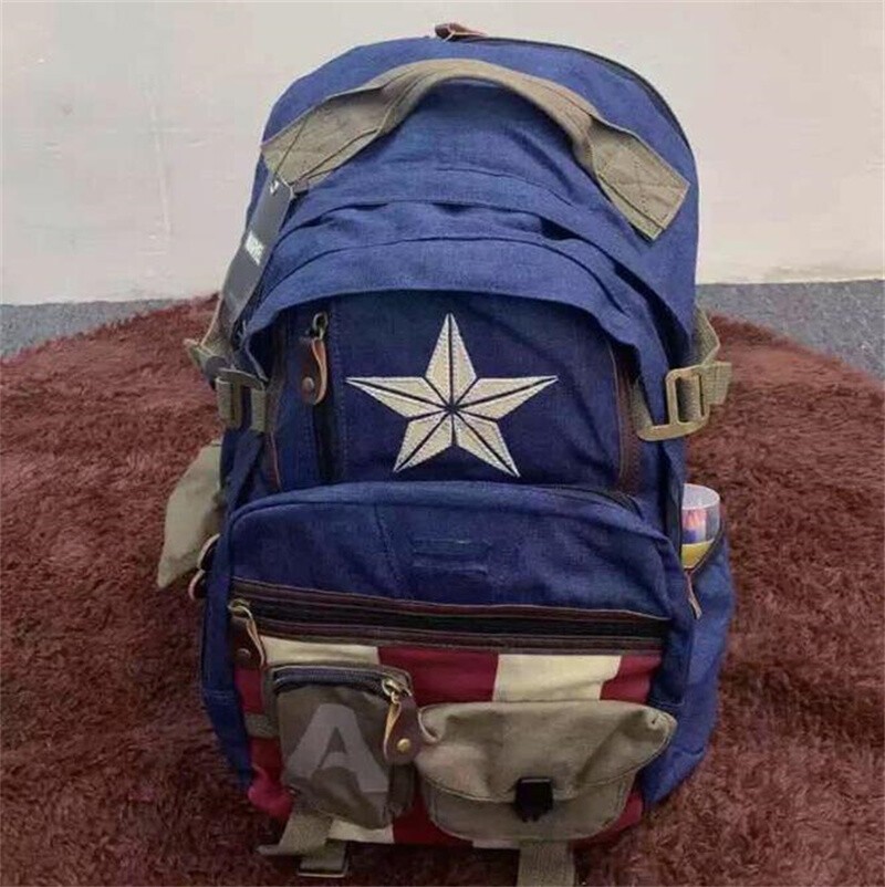 Marvel Captain America Backpack Avengers Zipper Shoulder Bag Schoolbag Rucksack