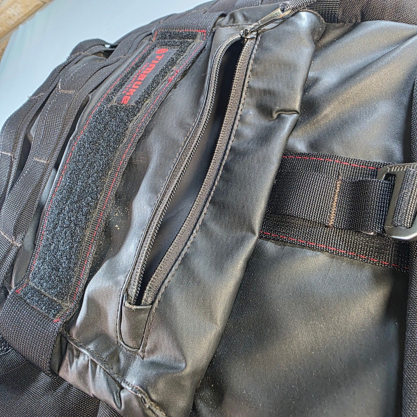Timbuk2 San Francisco Spire Laptop Backpack Black Red Trim Roll Top Commuter Bag