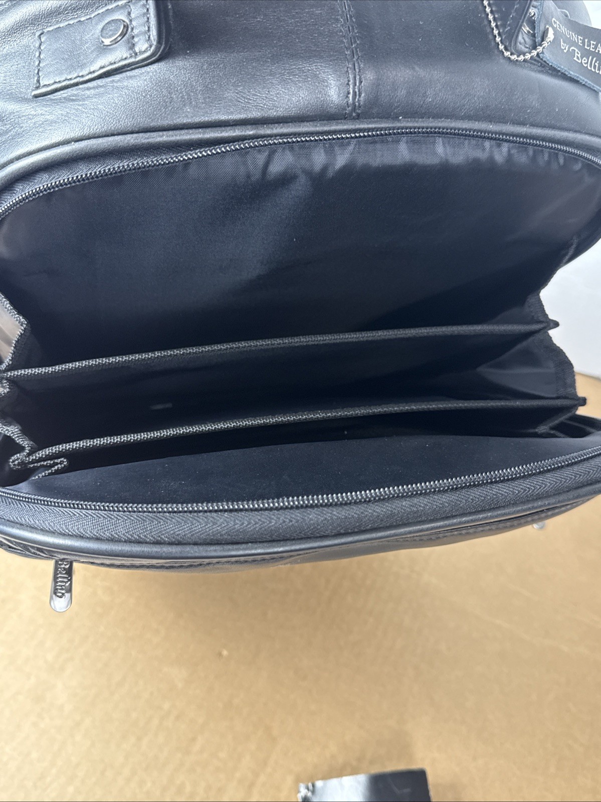 BELLINO Black Genuine Leather Backpack Laptop Travel Business Bag 17” x 13”