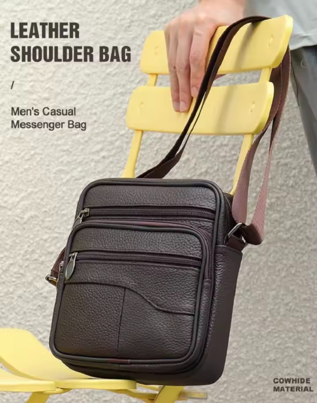 Men’s small shoulder bag Geniune leather travel community crossbody bag