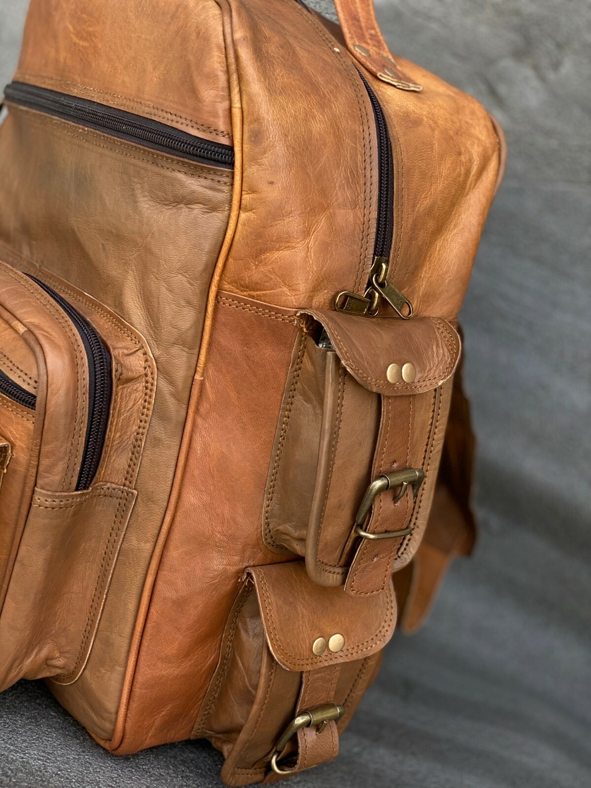 Men’s Leather Backpack Hiking 16″ Laptop Outdoor Messenger Bag Heavy Duty Cases
