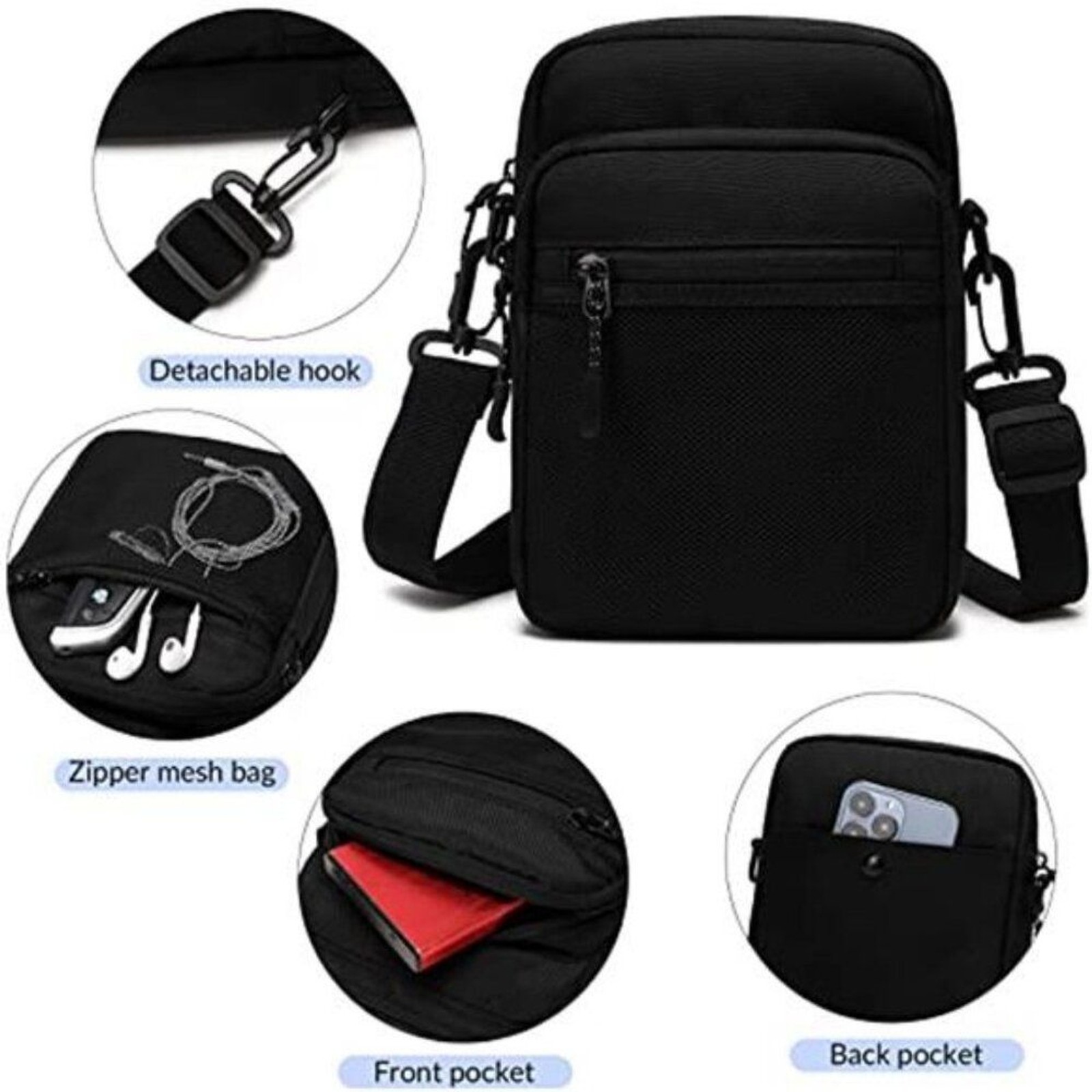 Small Messenger Bag for Men Women, Water Resistant Adjustable Crossbody