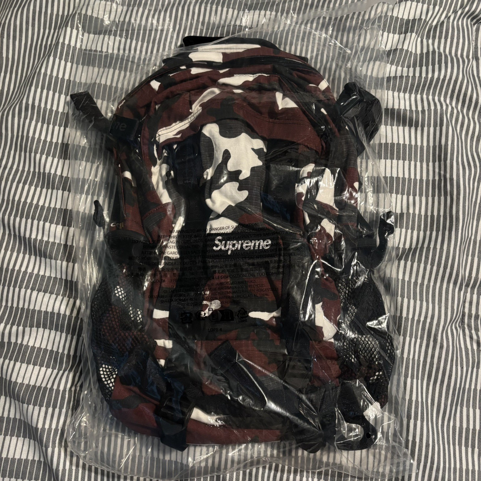 Supreme Logo Red Camo Backpack SS26 *Same Day Ship