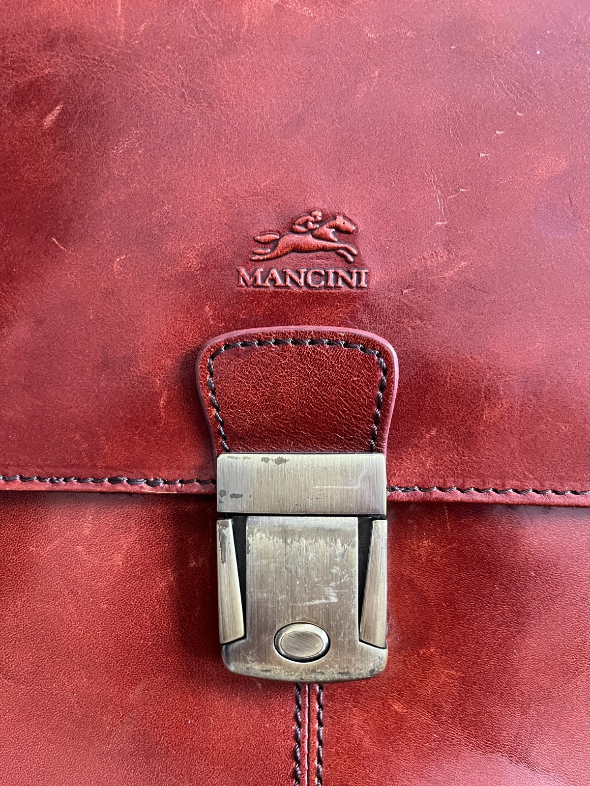Mancini Cognac Leather Briefcase/Laptop Bag