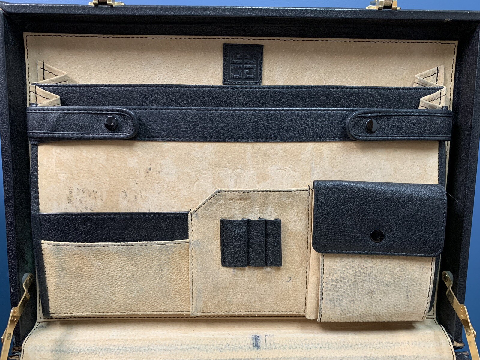 Vintage Givenchy Black Leather Briefcase With Presto Locks