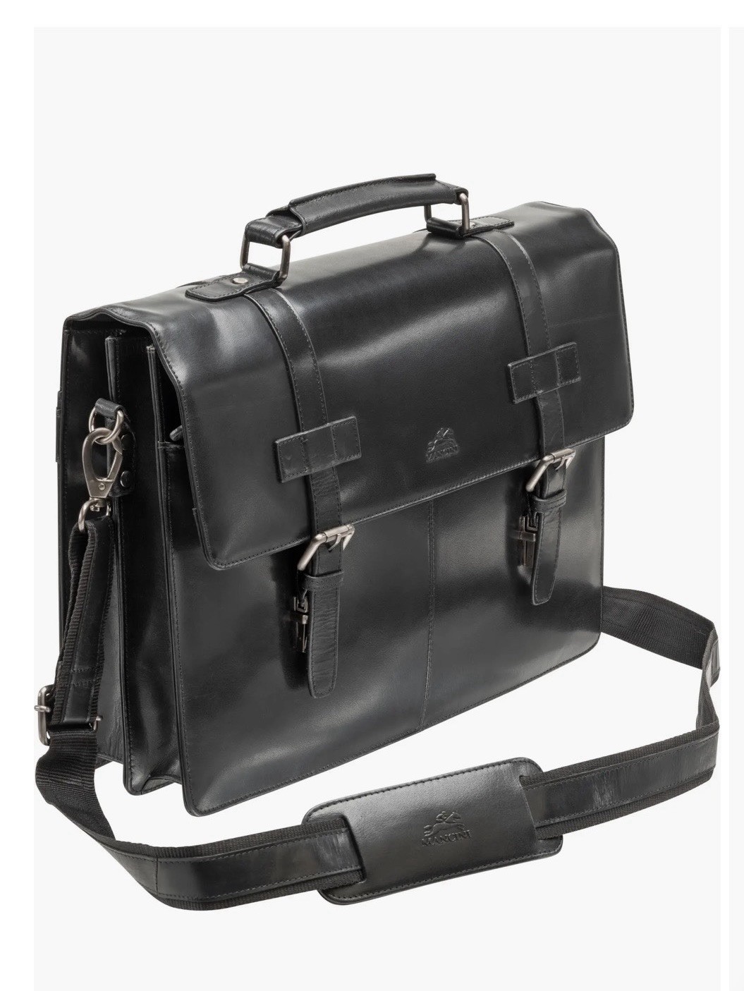 Mancini Leather Goods Luxurious Italian Leather Laptop Briefcase 95897 Black