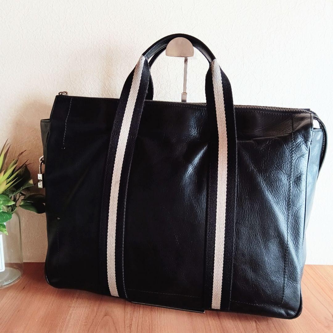 BALLY Trainspotting Hand Bag Briefcase Leather Black Unisex Used From Japan