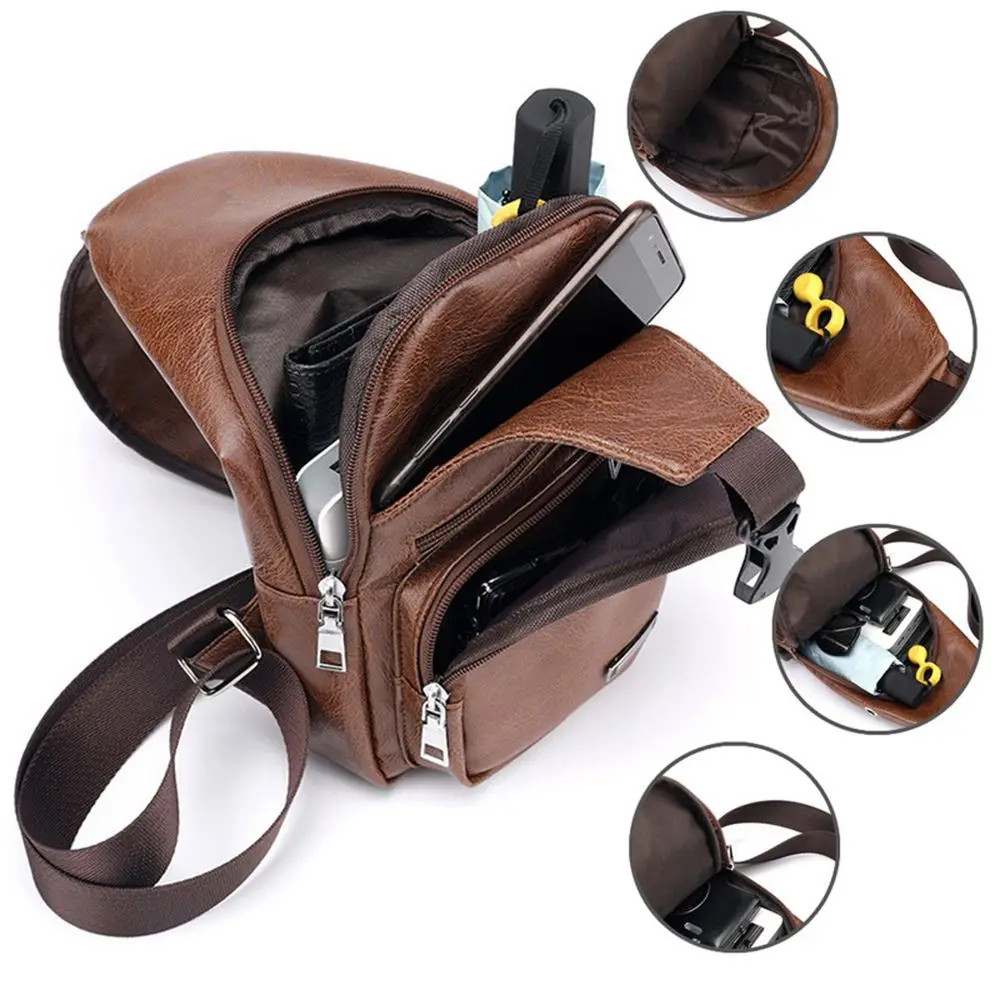 Cable de datos USB, bolso de pecho de carga, bolso de hombro informal de moda, P