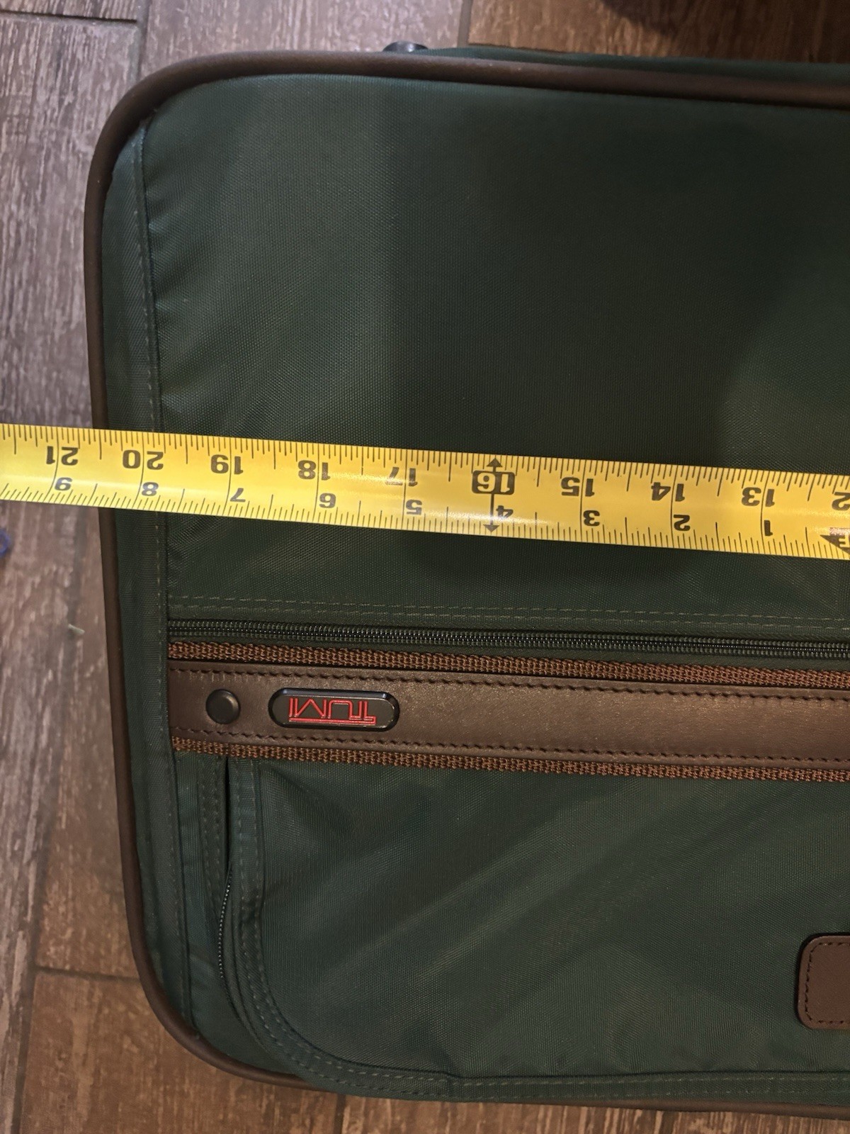 Tumi 2Way Briefcase Messenger Bag Green Brown Strips Strap Taiwan ROC