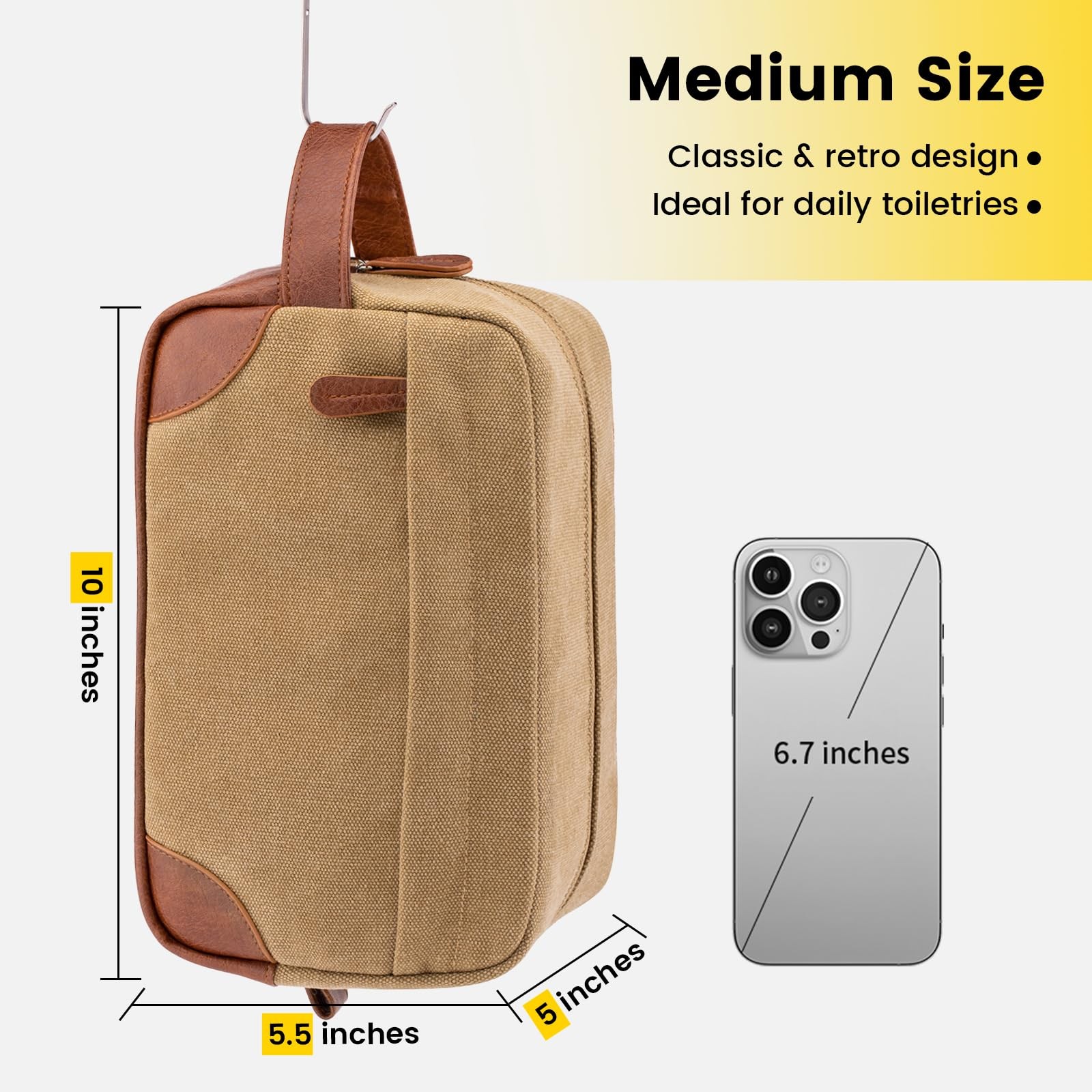 Vorspack Travel Toiletry Bag – Hanging Medium (Pack of 2), Brown