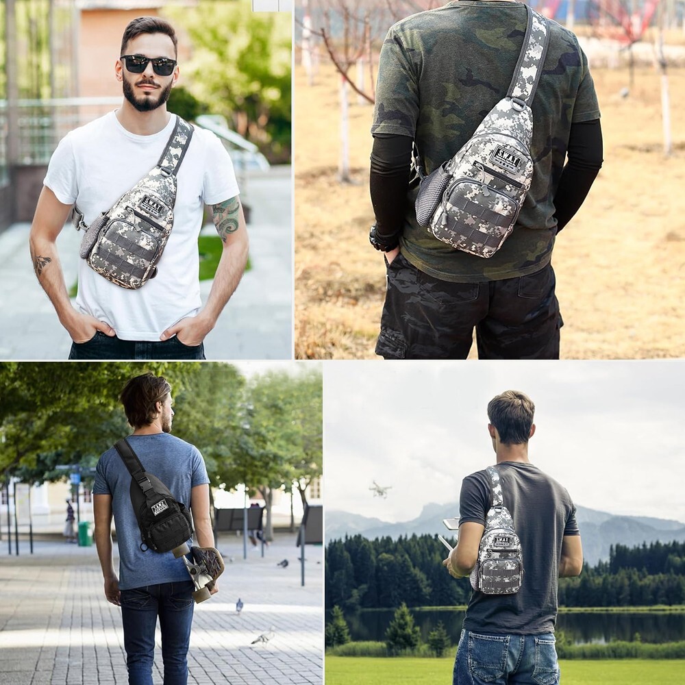 Mens Backpack Canvas Sling Bag Chest Shoulder Fanny Pack Crossbody Sport Travel