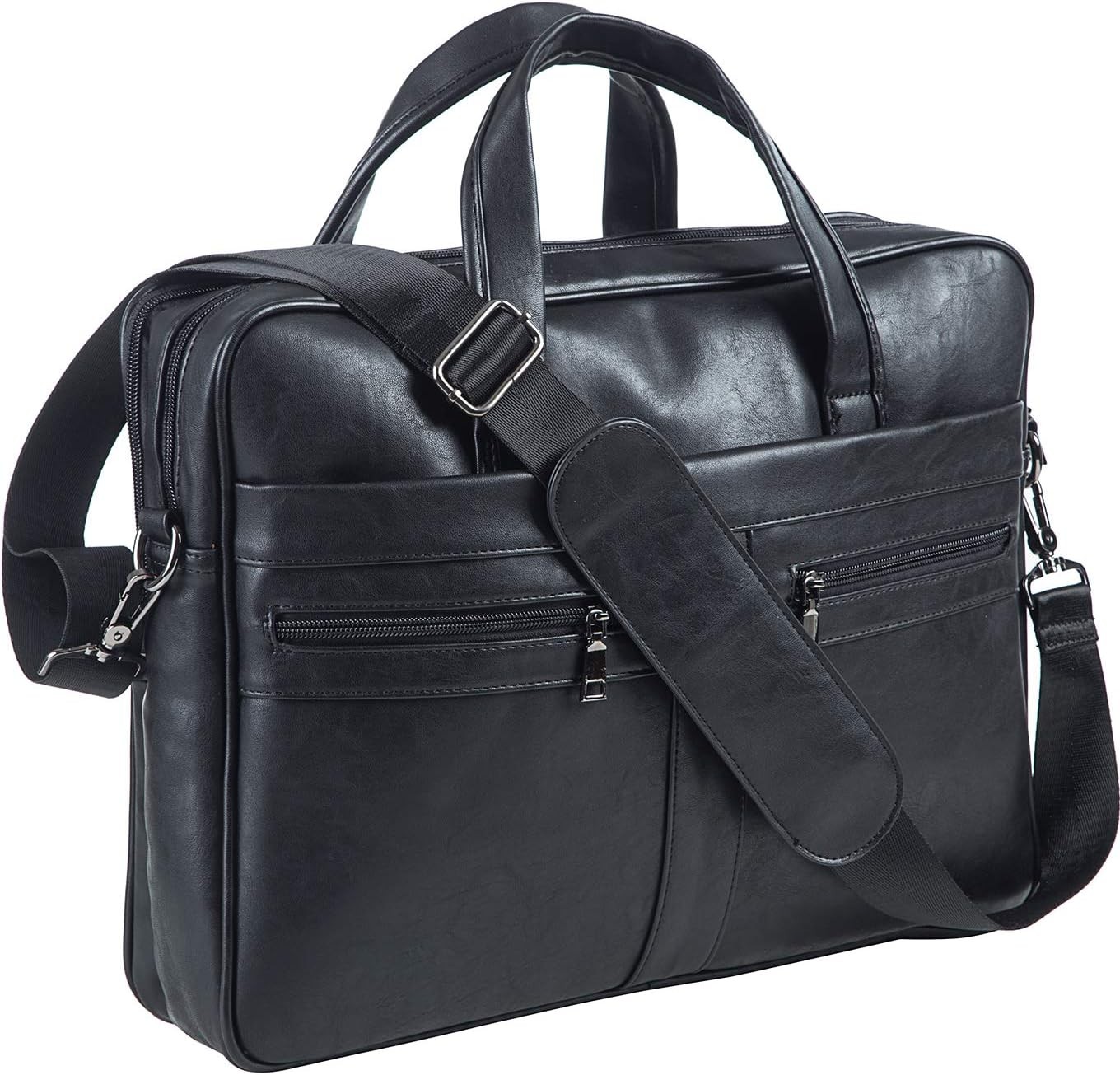 seyfocnia Men’s Leather Messenger Bag, Laptop Briefcase Business 15.6Inch