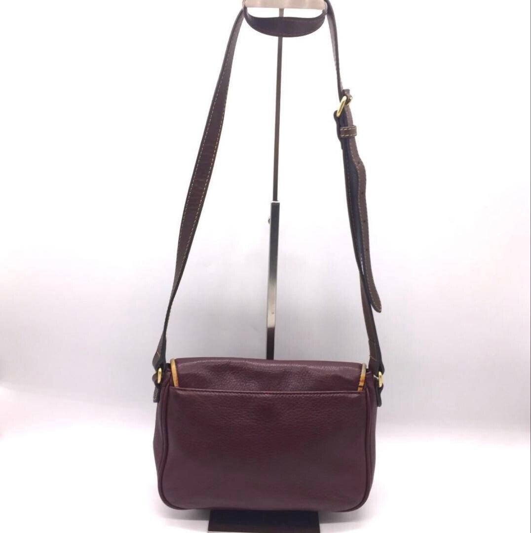 Paul Smith Brown Leather Messenger Bag Gold Logo Striped Trim Flap Unisex
