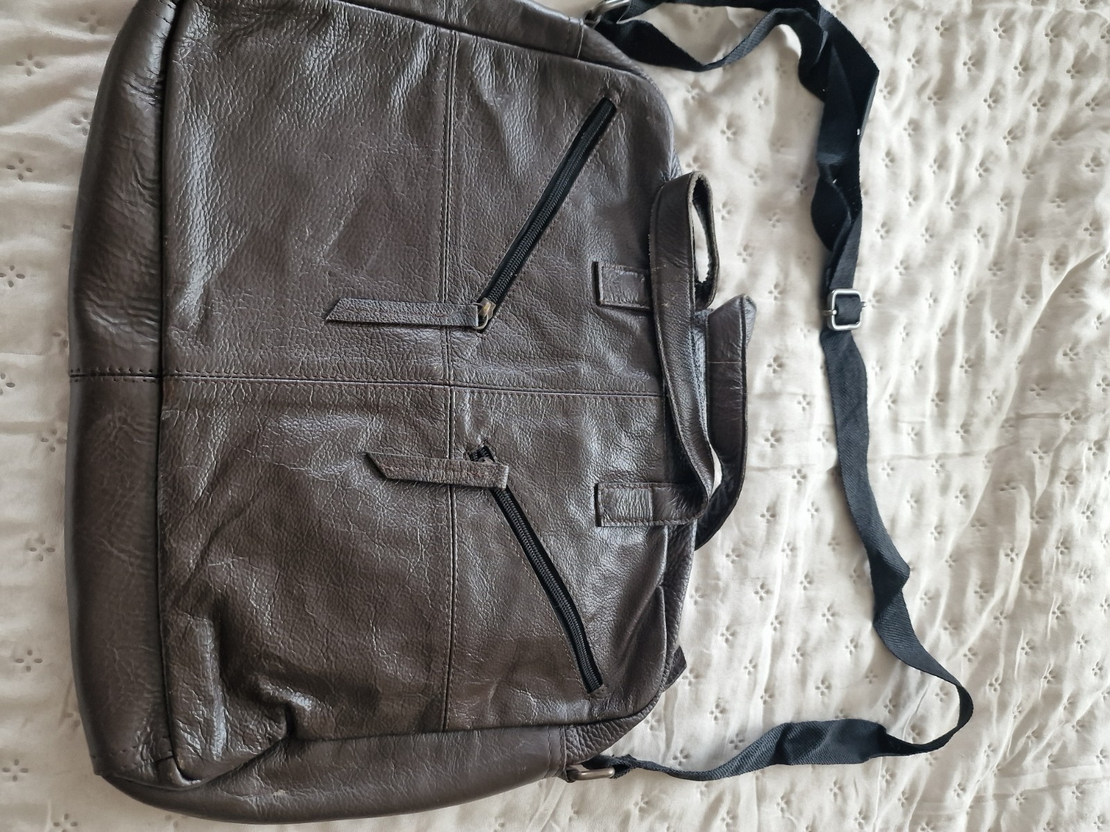 Brown leather laptop and document bag