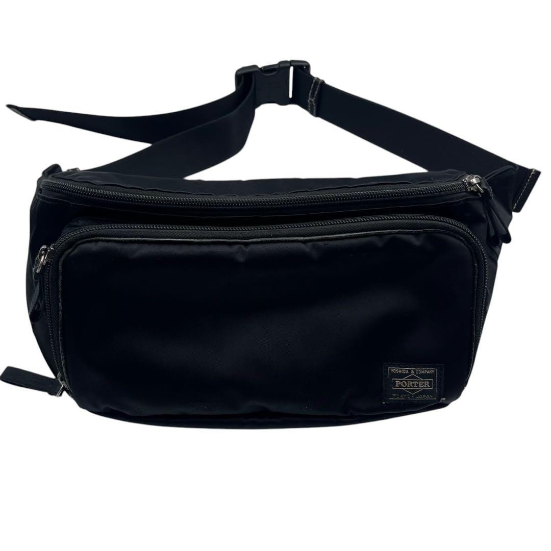 Authentic Porter Yoshida Kaban Men’s Black Waist Bag Crossbody 30cm Lightweight