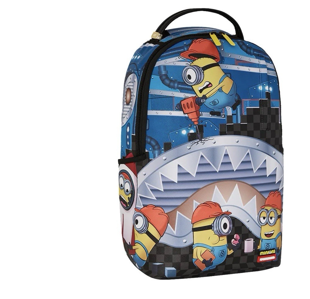 SPRAYGROUND Minions Builders Backpack Velour Laptop Compartment Polyester Fabric