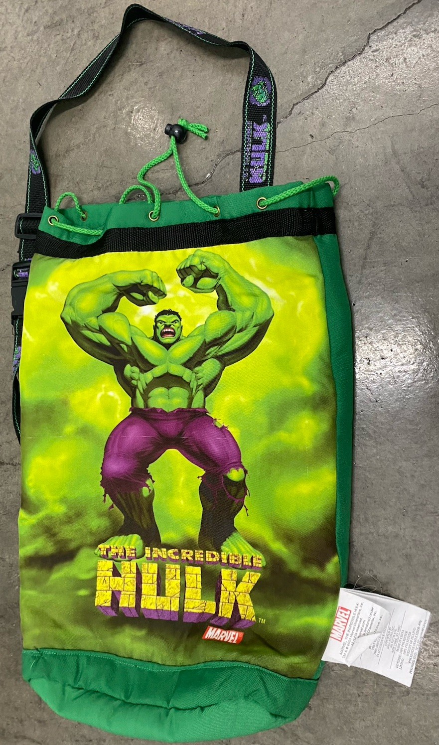 Vintage 2003 INCREDIBLE HULK Marvel Gym Duffle Carry Drawstring 18” Laundry Bag