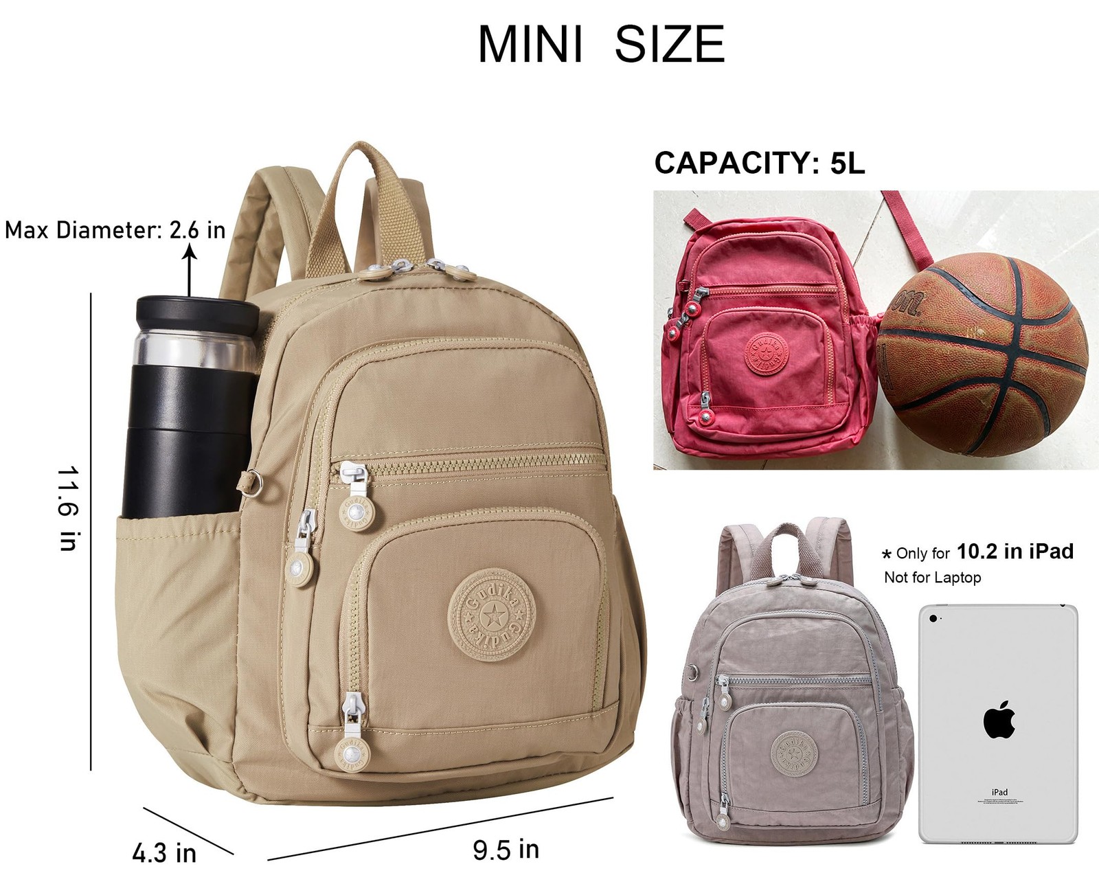 Mini Hiking Waterproof Backpack Purse 5L Travel Bag for Men Women