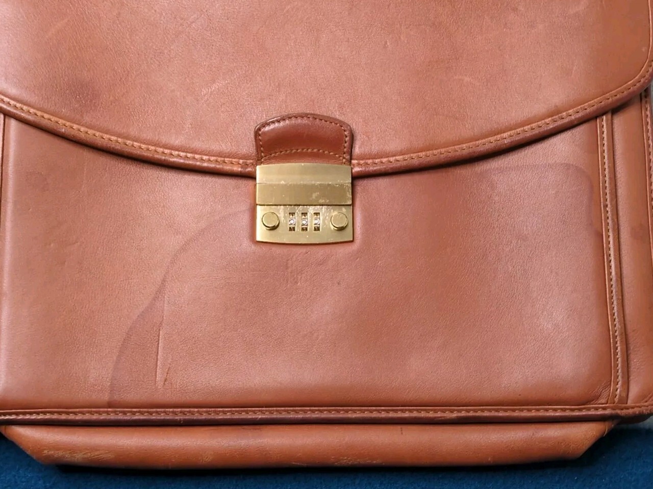 Vintage Coach British Tan Classic Portfolio Lock Briefcase Satchel Bag 16×12″