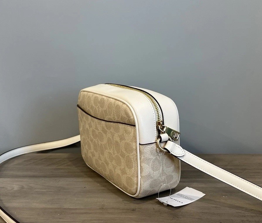 COACH Jamie Camera Crossbody Shoulder Bag Signature Canvas Sand/Chalk CZ186 NWT