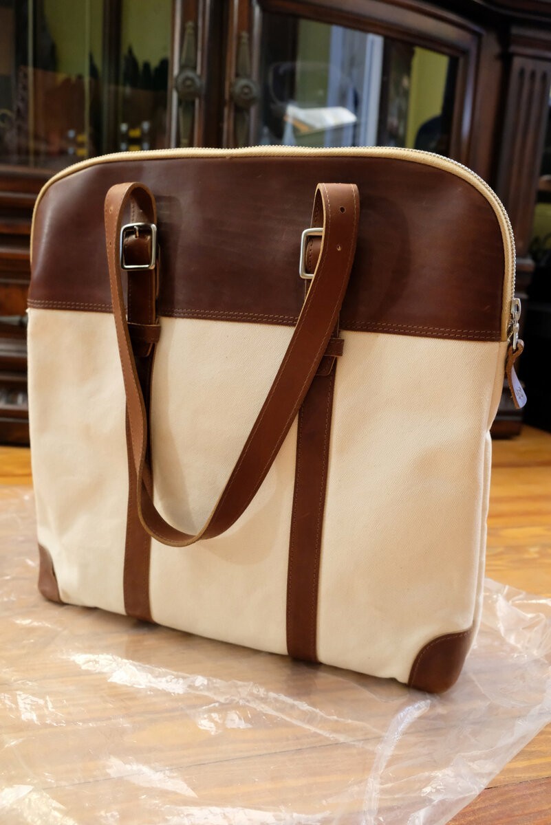 Billykirk Leather and Canvas Slim Padded Tote