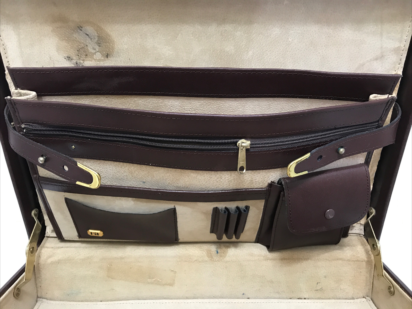 HIT Briefcase Brown Full Grain Brown Leather Combination Lock with Multipockets