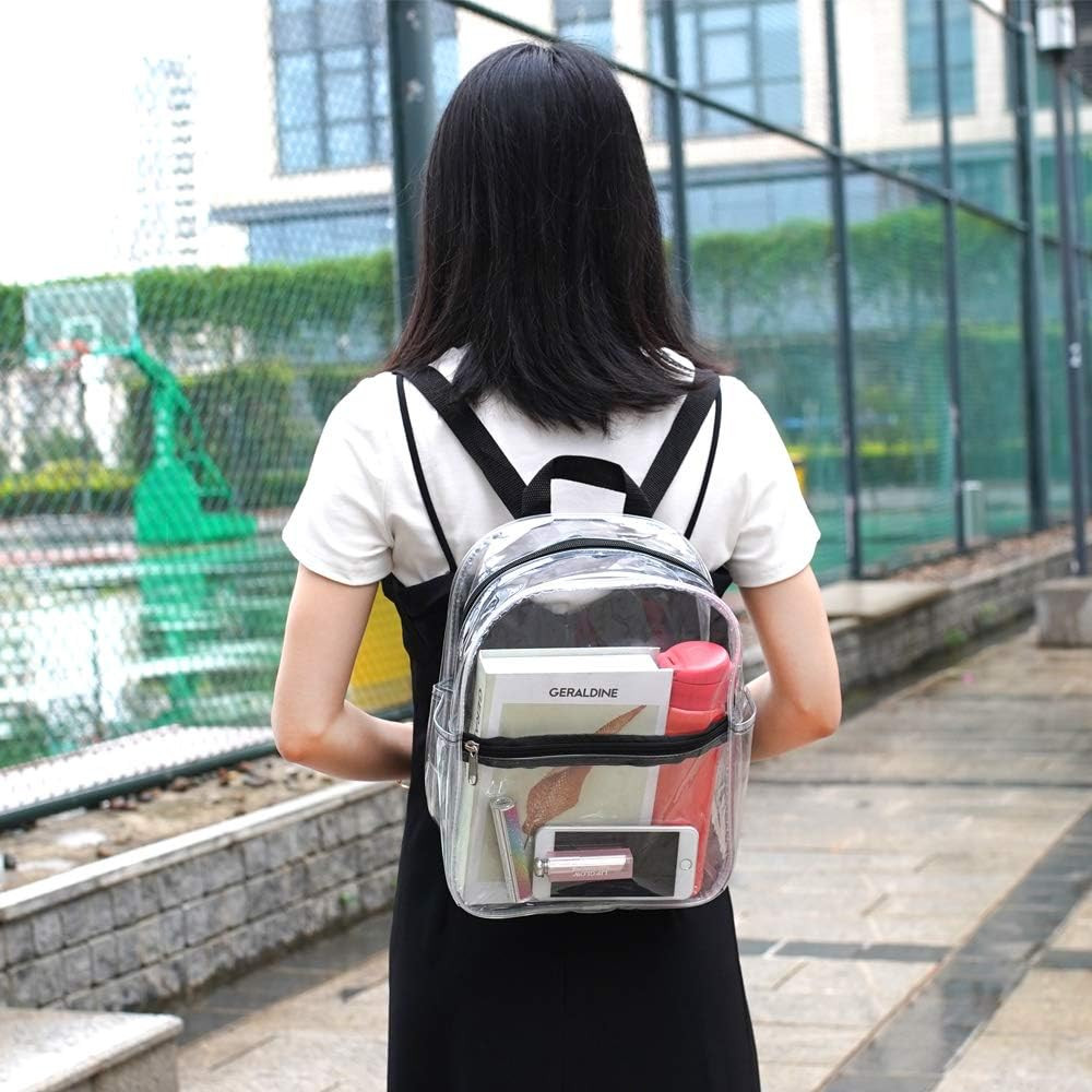 Cold-Resistant Small Clear Backpack for Stadium Events, Black | Waterproof PVC C
