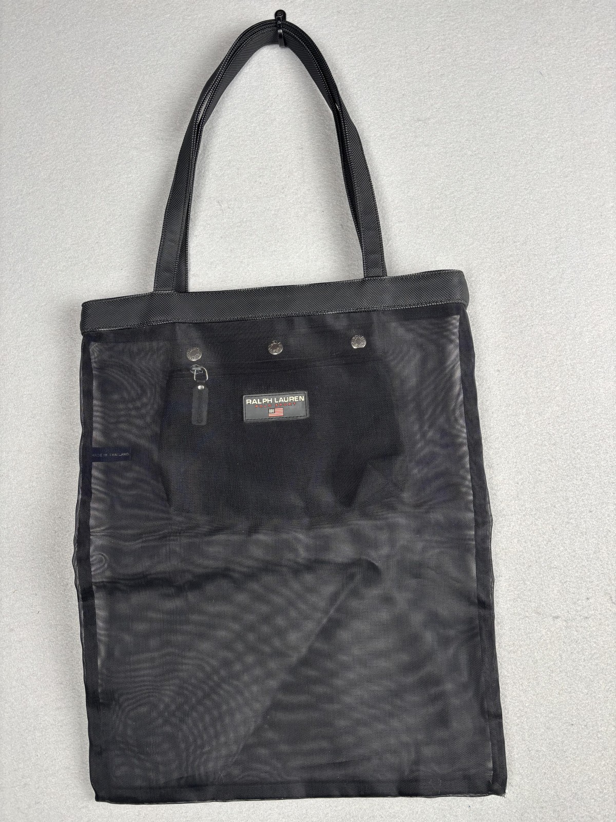 Ralph Lauren Polo Sport Tote Bag Black Mesh Nylon Shoulder Beach Carryall