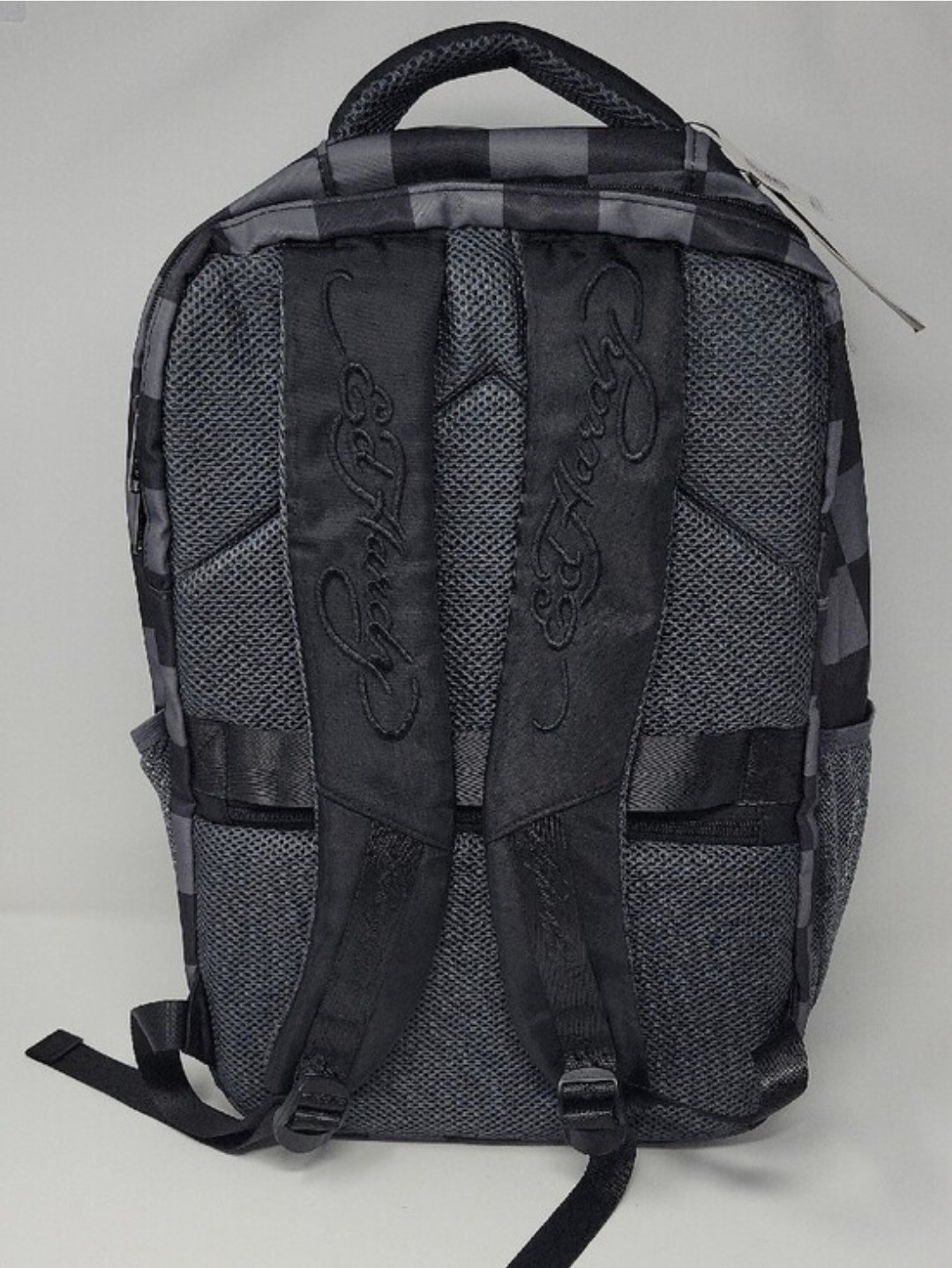 Ed Hardy Black Checkered Backpack Skull & Tiger