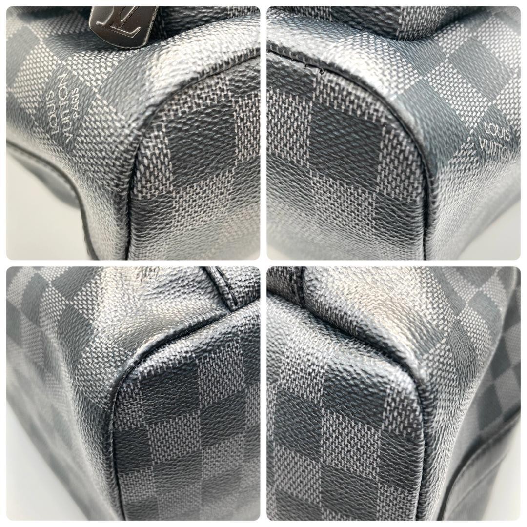 Louis Vuitton Utility Backpack Damier Graphite Black Gray Canvas Leather D-ring