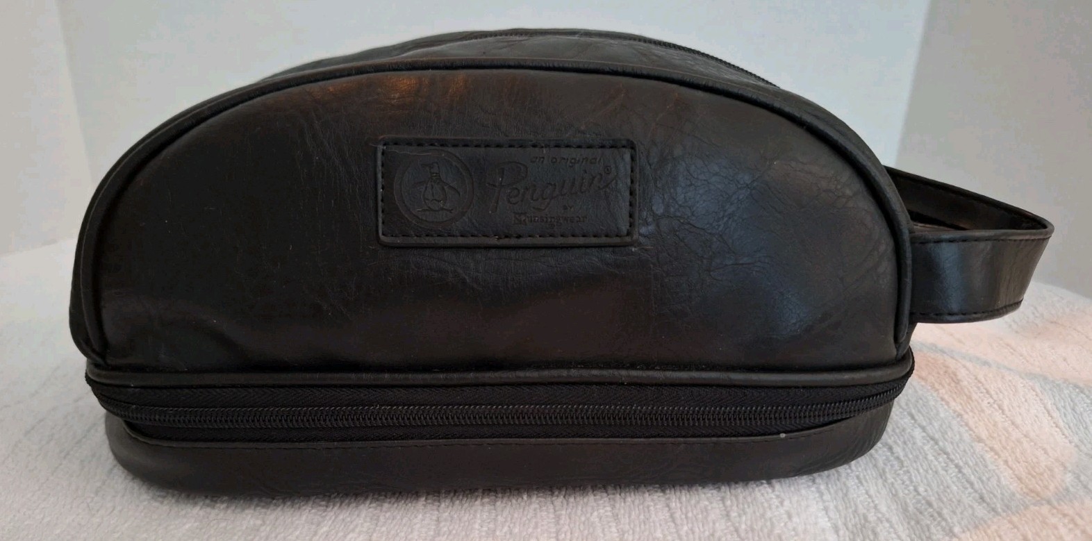 Original Penguin Men’s Faux Leather Travel Kit Black