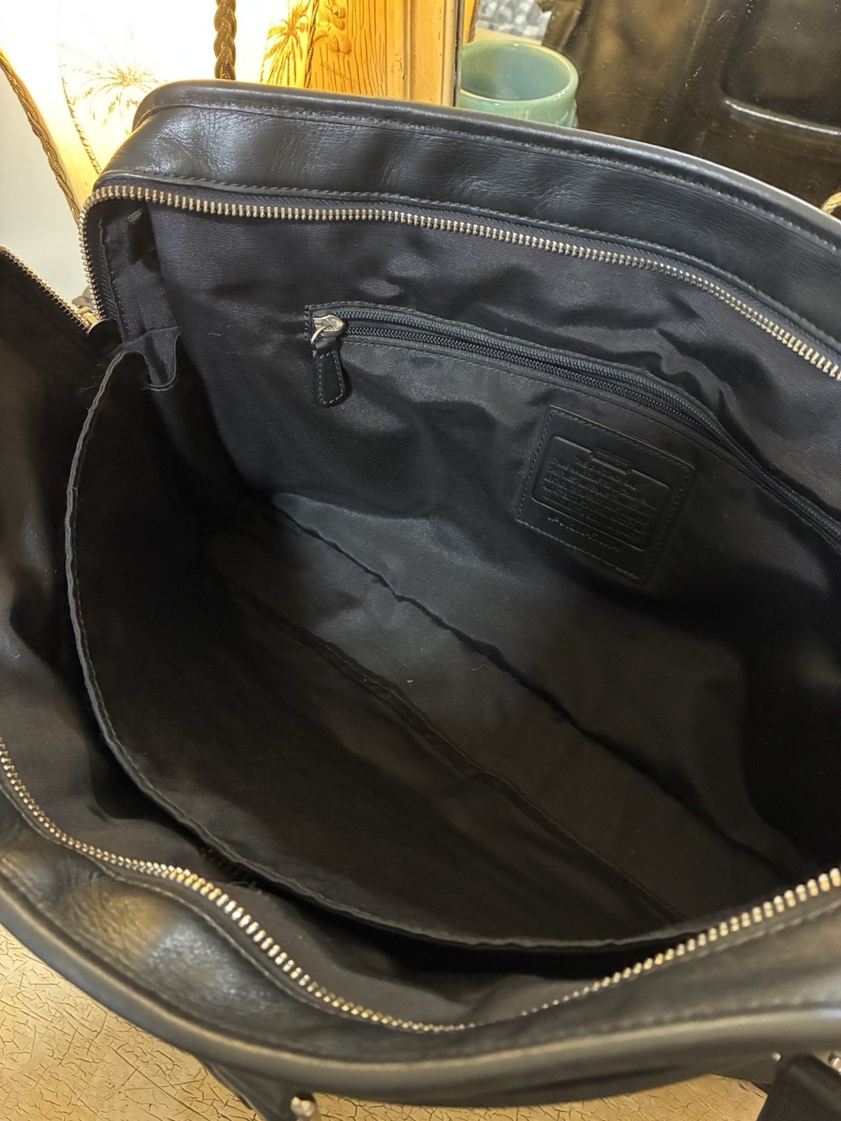 Coach A1269-F70374 Black Leather Laptop Briefcase 2 Way Carry Handles & Strap