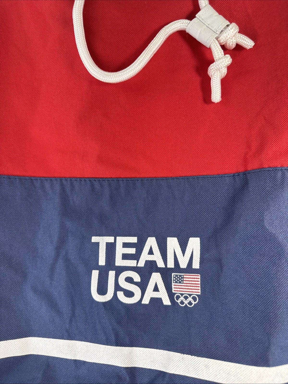 Team USA Drawstring Duffel Bag Backpack Red White Blue Polyester Gym patriotic