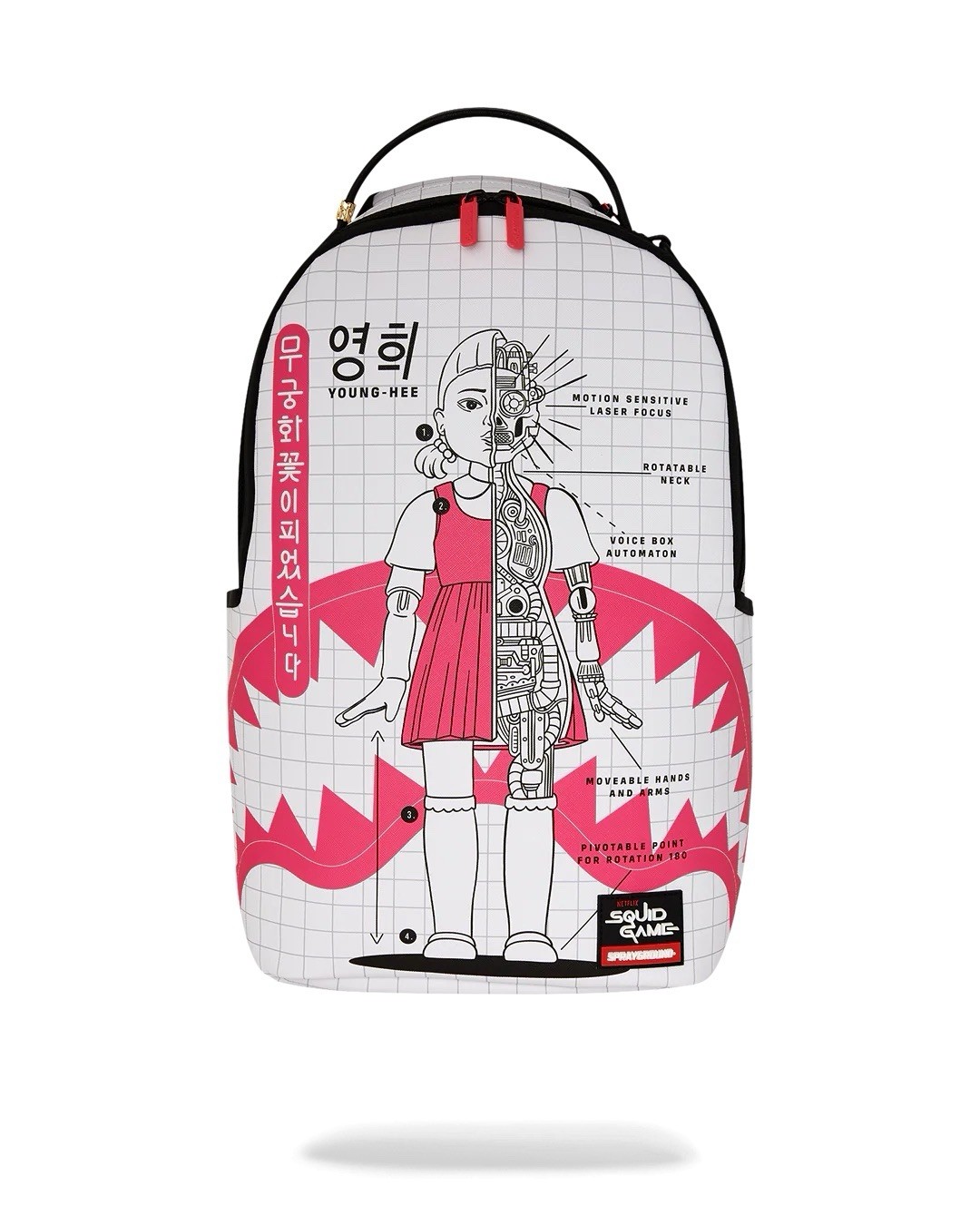 SPRAYGROUND SQUID GAME ROBOT GIRL BACKPACK Velour Laptop Compartment Faux Leathe