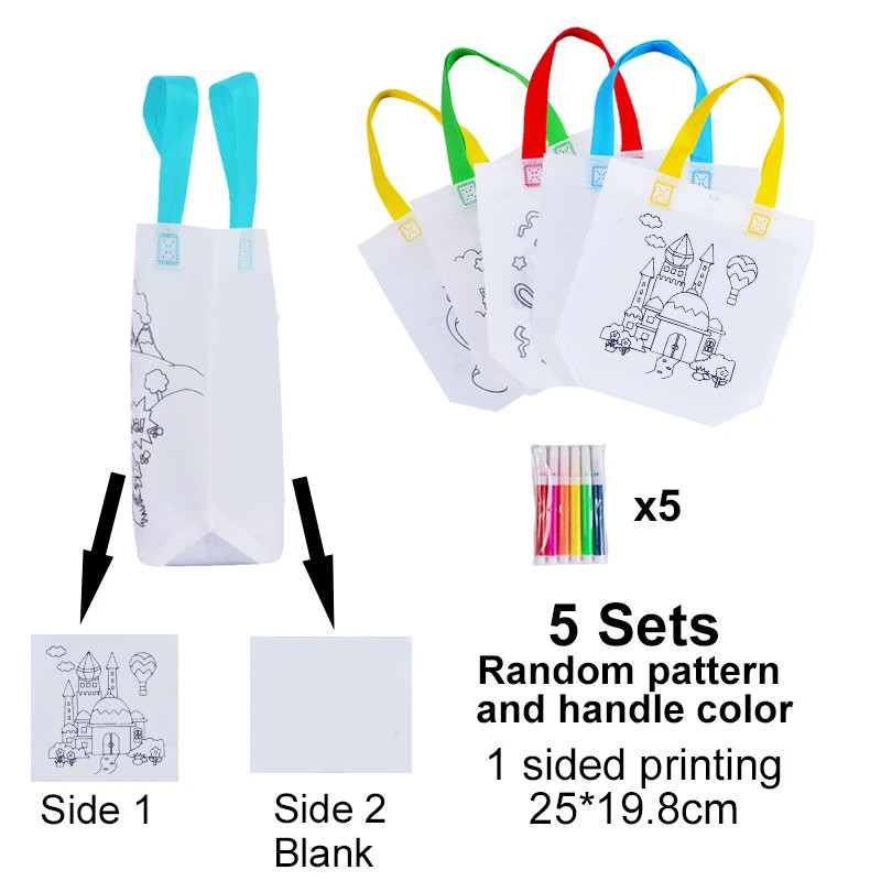 DIY Graffiti Bags with Coloring Marker Painting Non-Woven Gift Bags For Kids
