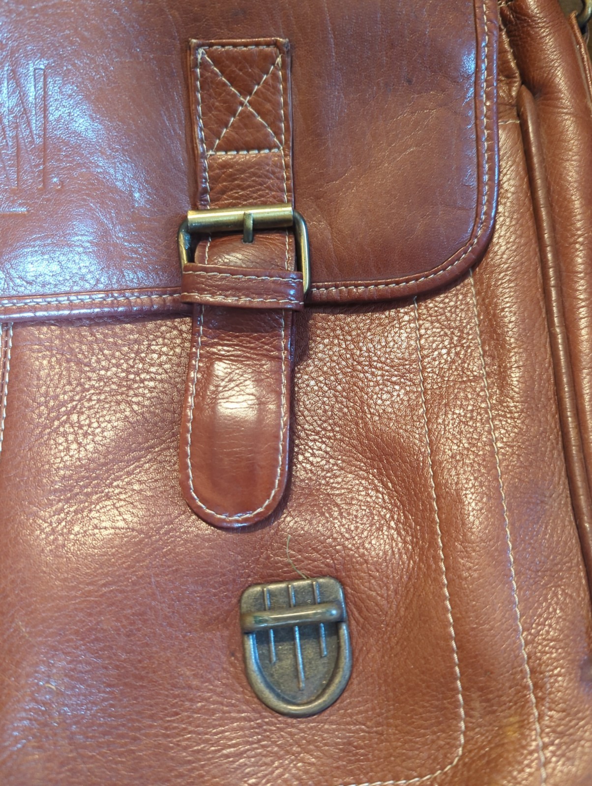 AMERICAN CREW Men’s Leather Messenger Work Bag Crossbody Bag Brown