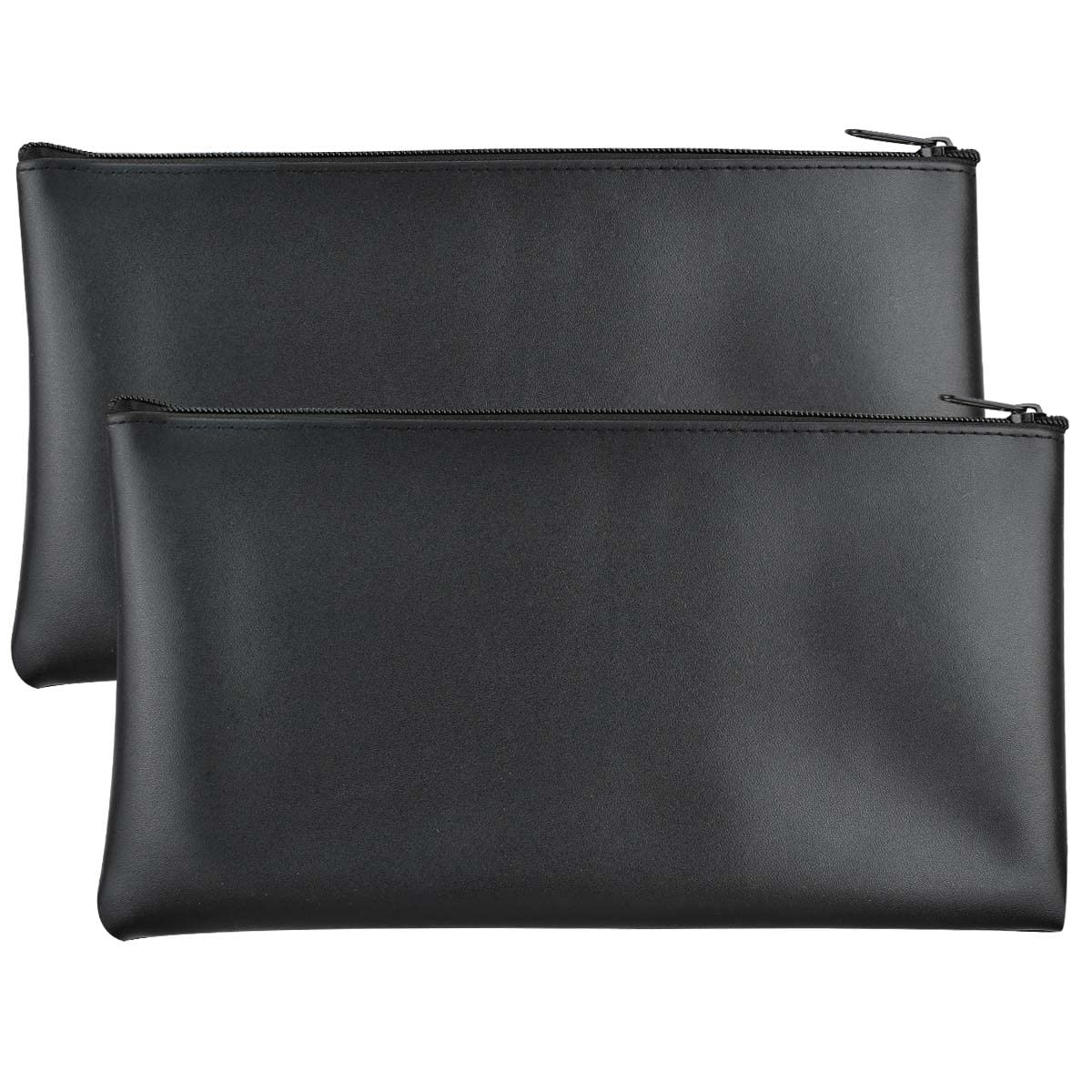 2 Pack Bank Bags with Zipper Deposit Money Bag Pouch Large, black