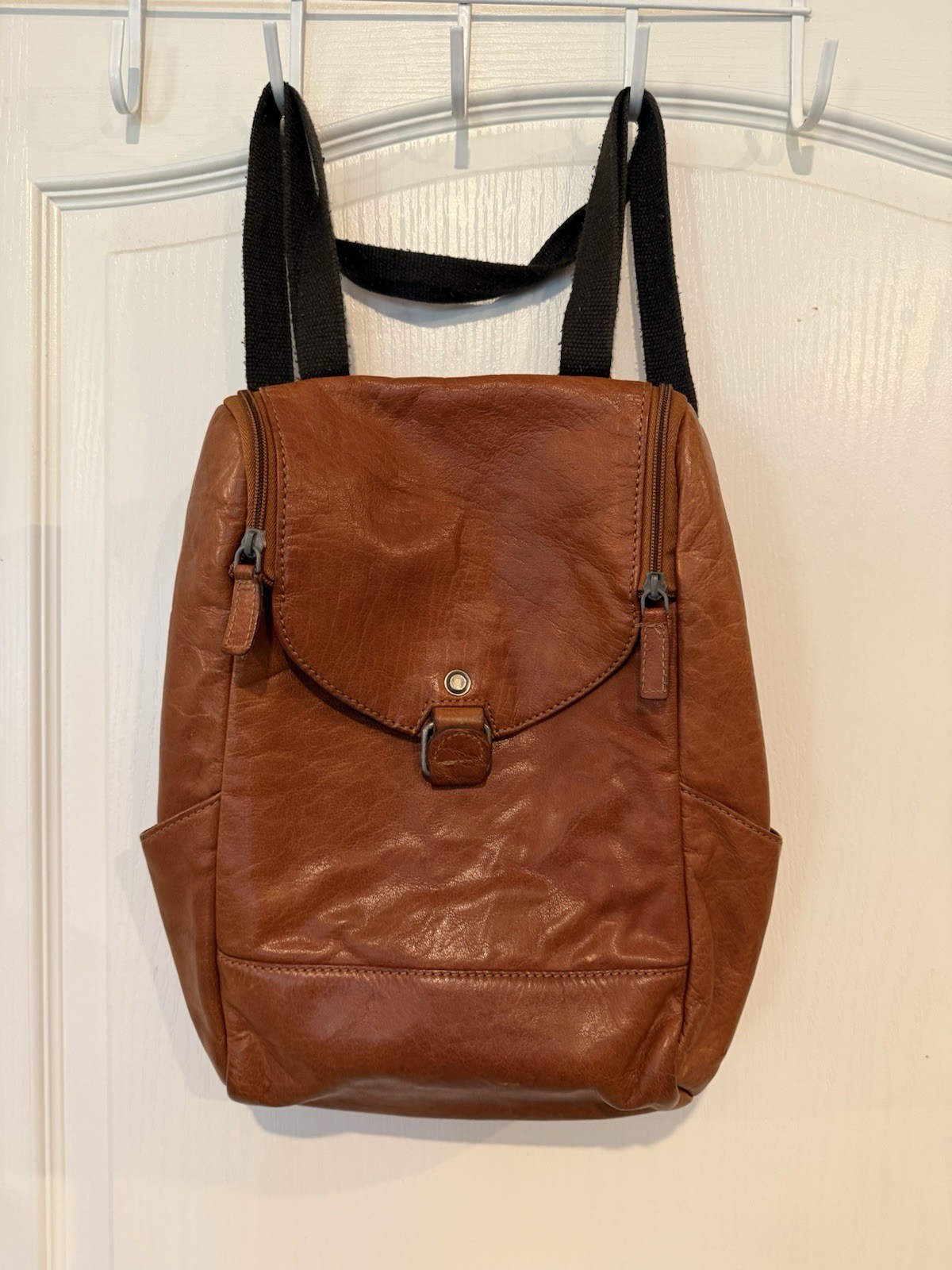 Jack Georges Voyager small cognac brown buffalo leather unisex backpack