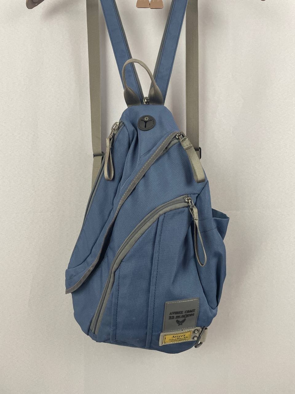 Avirex Vintage Backpack Blue Polyester Double Shoulder Strap Zipper