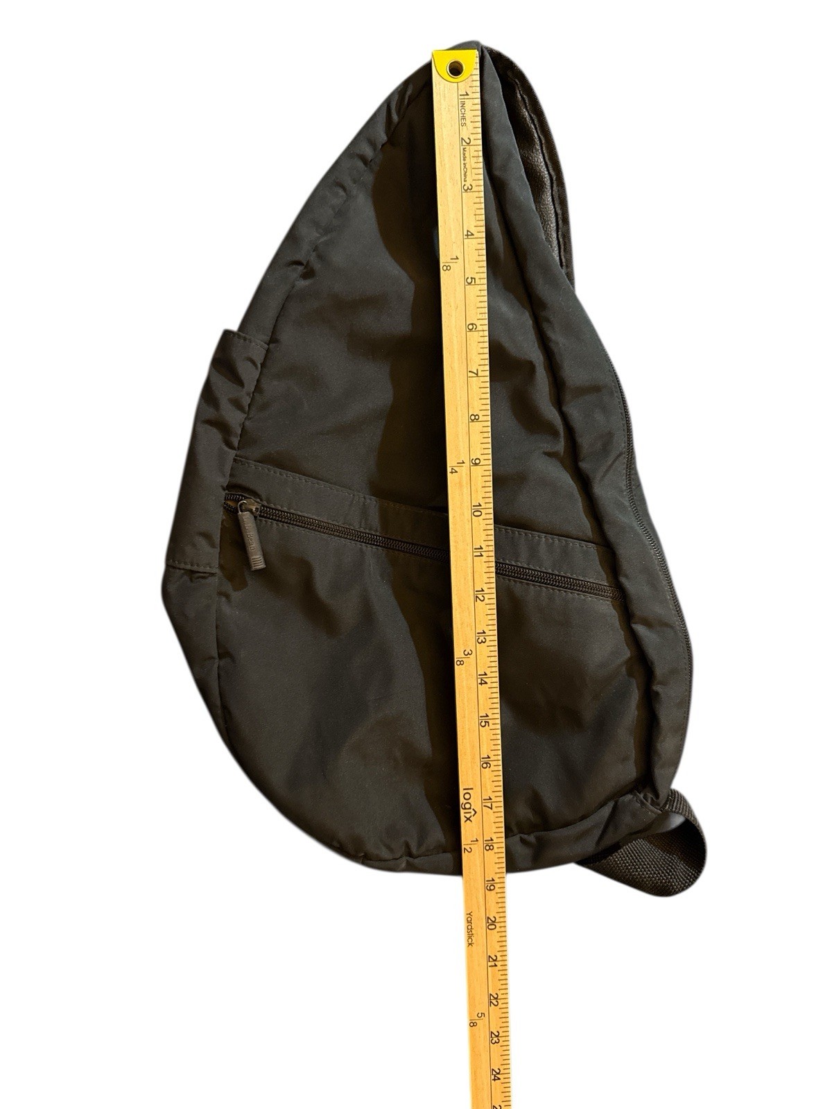 LL Bean Healthy Back Ameribag Sling Back Bag Black Adjustable Strap Zip Pockets
