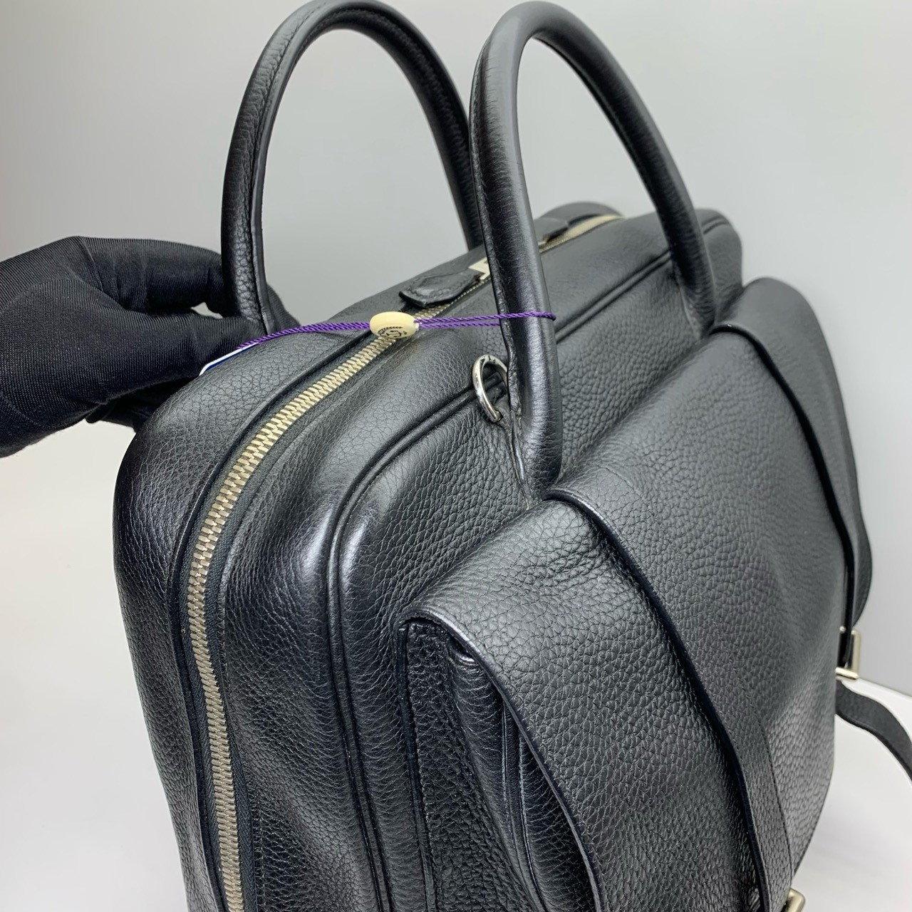 Hermes Pre-Owned Authentic Black Cowhide Briefcase No Shoulder Strap 35x26x10cm