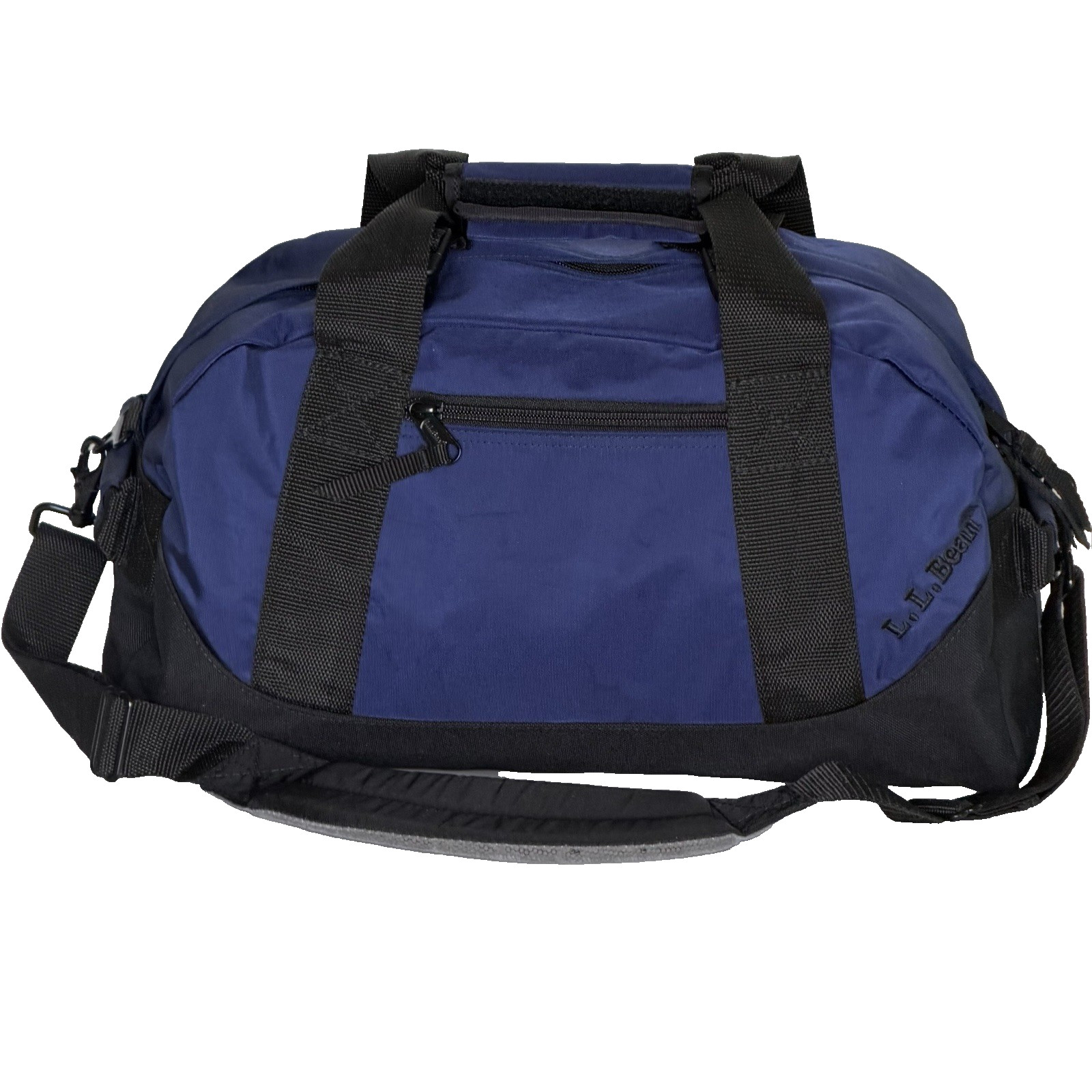 VTG LL Bean Duffle Bag Shoulder Strap Durable Nylon Navy Blue/Black Small 18x9x9
