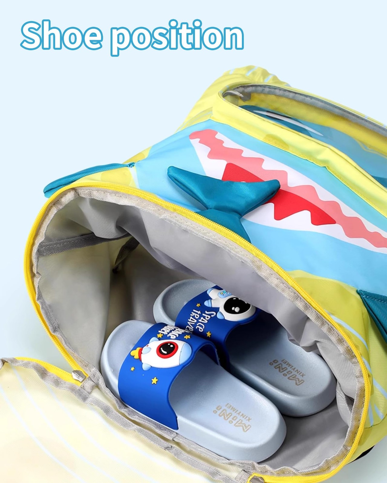 Drawstring Gym Bag Swim Bags,Waterproof Cute Big Shark Draw String Sackpack B…