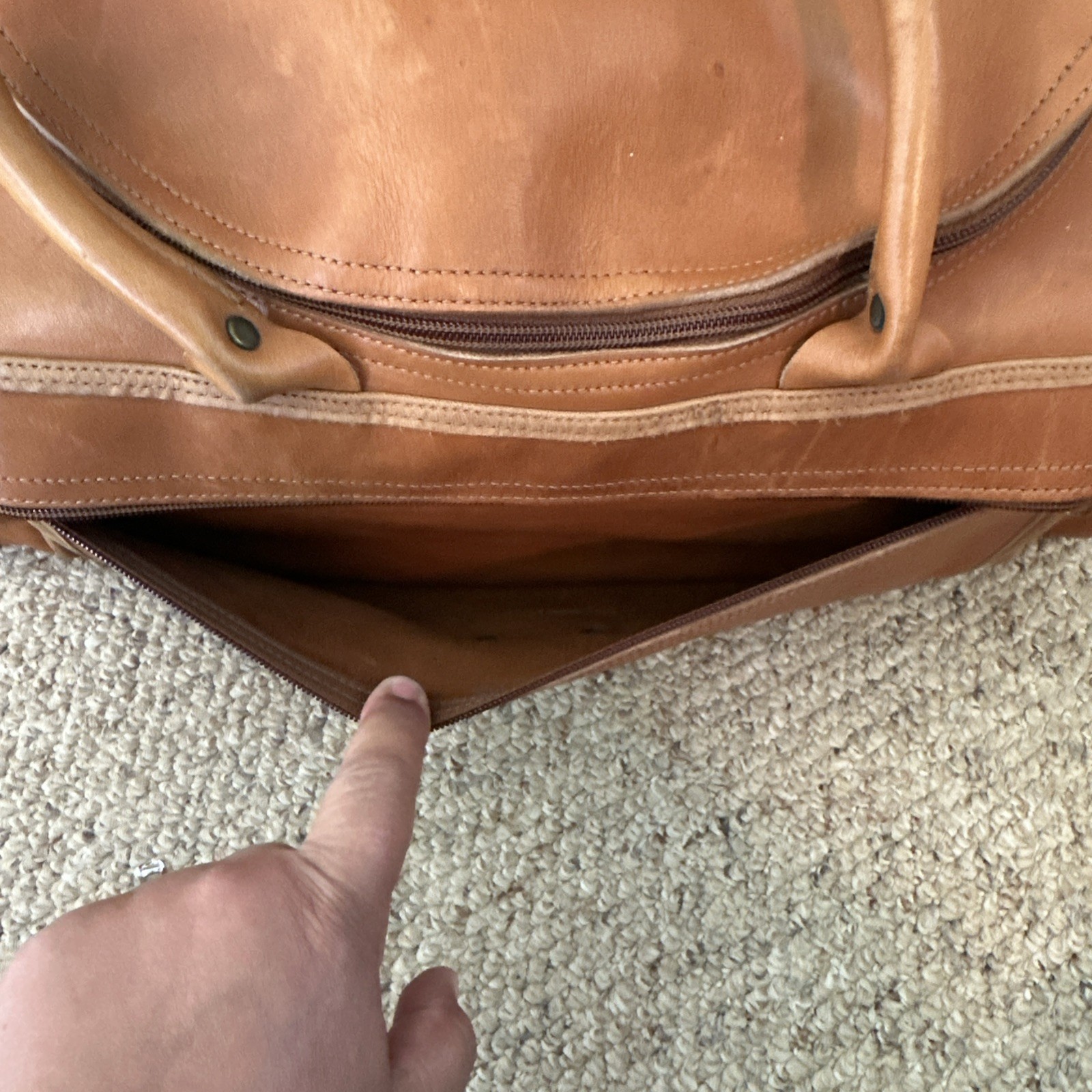 Vintage Orvis Leather Duffle Bag Multiple Pockets Customizable Made in USA
