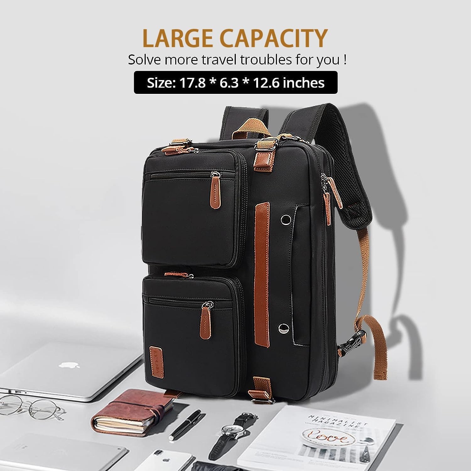 3 in 1 Laptop Bag for Men, 17.3 Inch Work Bags for Men, Laptop Backpack, Briefca
